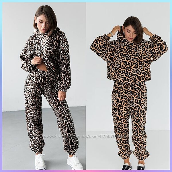 42-44, 46-48 флісовий костюм в трендовому принті