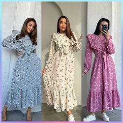 42-44, 46-48, 50-52 Сукня міді з рюшем софт