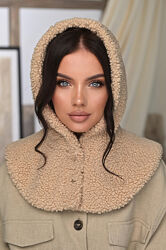 Теплий капор з коміром з еко хутра Тедді на флісі