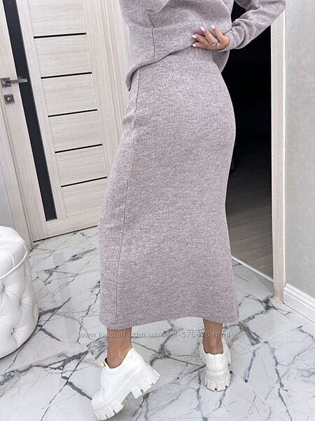 42-44, 46-48, 50-52, 54-56 Костюм спідниця та кофта LUX ангора вязка