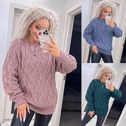 44-60 светр вязаний косами