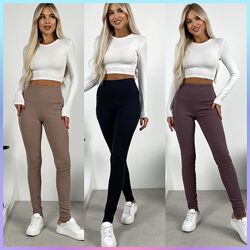 42-44, 46-48, 50-52, 54-56 легінси рубчик на флісі