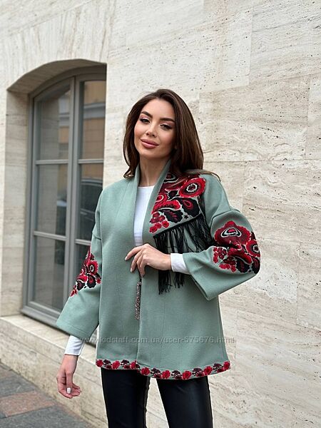 S, M, L Жакет накидка із вишивкою вишиванка