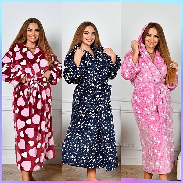 52-54, 56-58 халата махра принт 3д