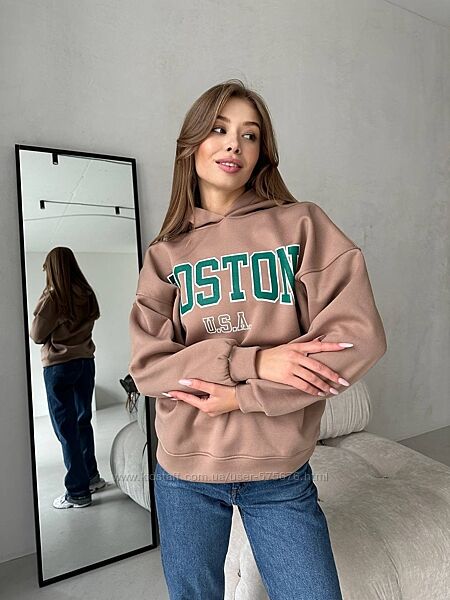 42-46 Тепленьке худі оверсайз з капюшоном тринитка на флісі