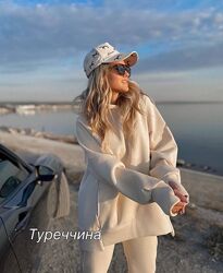 42-44 , 44-46, 46-48 Теплий костюм на флісі жіночий худі оversize Туреччина