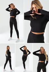 S, M, L, XL, 42-44, 46-48 лосини та кроп-топ рубчик