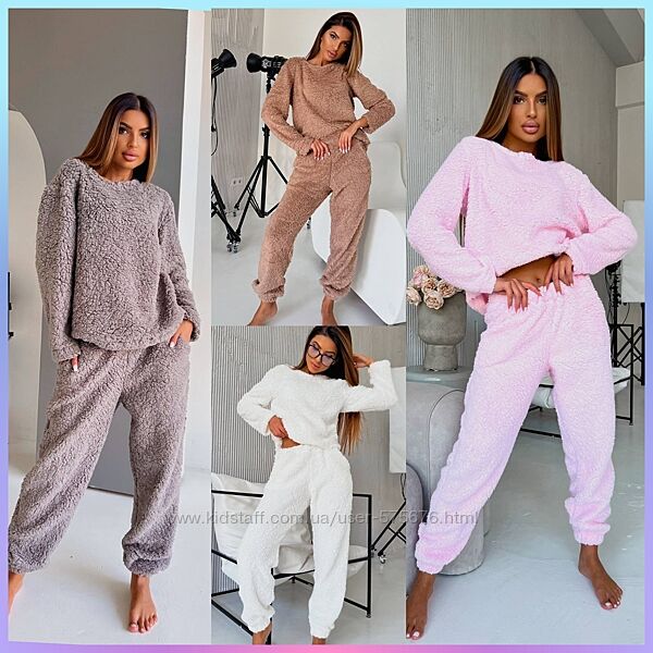 42-44, 46-48, 50-52 тепла піжама плюш травка