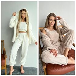 42-44, 46-48 Піжама трійка Турецька двухстороння махра