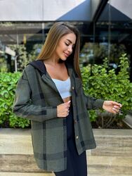 42-44, 46-48, 50-52 Тепла кашемірова сорочка з капюшоном