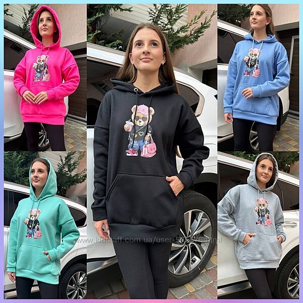 5 принтів в 5 кольорах Худі з капюшоном тринитка на флісі оверсайз