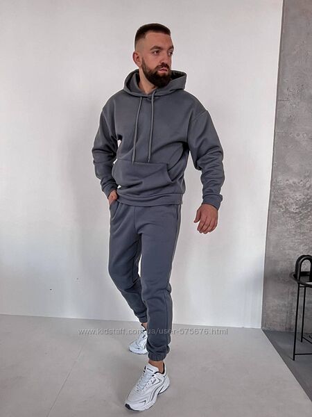 M L XL Чоловічий теплий костюм тринитка на флісі