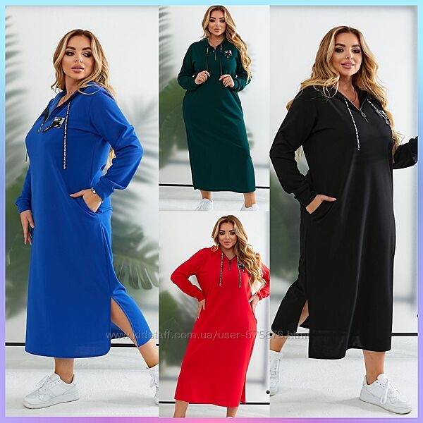 50-52, 54-56, 58-60, 62-64 Сукня поло спортивного стилю із капюшоном 