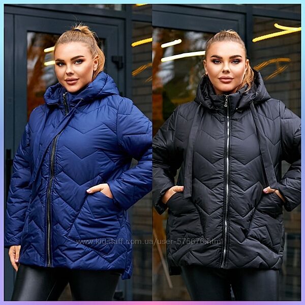 р.54 до 72р. Куртка капюшон зємний плащівка лаке синтипон 230