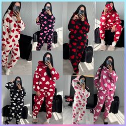 42-44, 46-48 тепла піжамка, домашній костюм двосторонній фліс