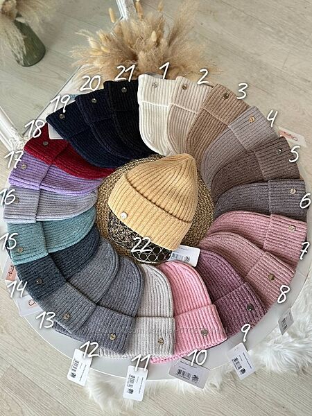 54-59 шапка велюр лопатка невисока 22 кольори