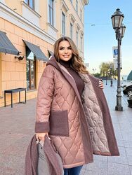 48-50, 52-54, 56-58 Пальто на запах стьогане на синтепоні, на підкладці 