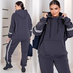 46-48, 50-52, 54-56, 58-60 Костюм прогулянковий двійка тринитка на флісі