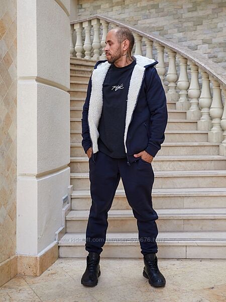 р.44 до 66р. Теплий чоловічий костюм тринитка на флісі