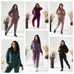 48-50 52-54 56-58 прогулочний костюм віскозний велюр на хутрі