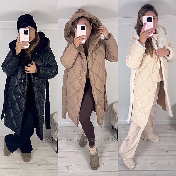 42-44, 46-48, 50-52 куртка пальто плащівка, хутро тедді, мікропух 250