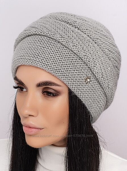 Шапка двойна вязка ангора мохер
