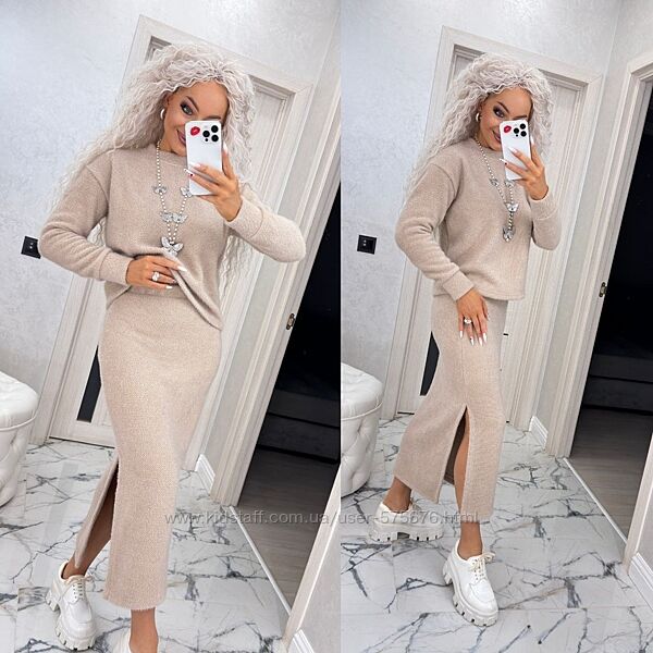 46-48, 50-52, 54-56 костюм альпака спідниця та кофта