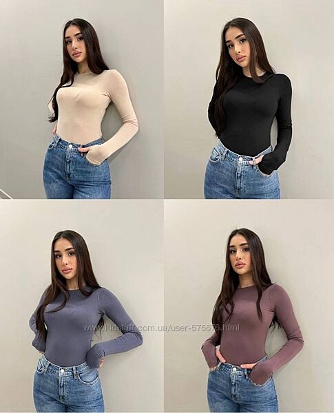 42-44, 46-48 базовий обтягуючий лонгслів, вирізи для пальчиків