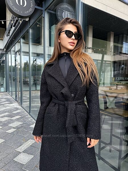 р.42 до 60 р. Класичне двобортне пальто, застібка на ґудзиках пояс