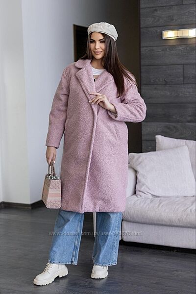 48-50, 52-54, 56-58 Пальто жіноче весняне букле баранчик