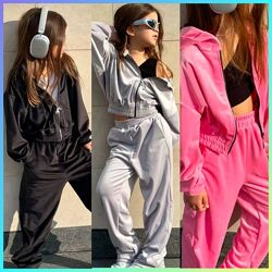 р.128 до 152р. Дитячий велюровий костюм на блискавці