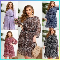 р.50 до 60р. Сукня шифон на підкладці