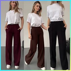 S, M, L, XL штани палаццо тринитка петля, на резинці з карманами