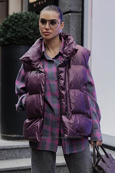 S-M, L-XL жилет плащова тканина на лебячому біопуху