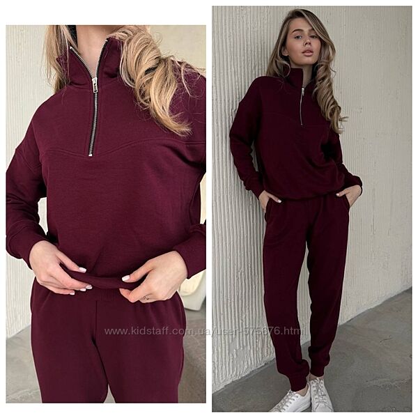 XS-S, M, L, XL трендовий костюм бомбер стійка та штани джогери тринитка