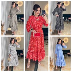 S, M, L, XL сукня міді софт принт