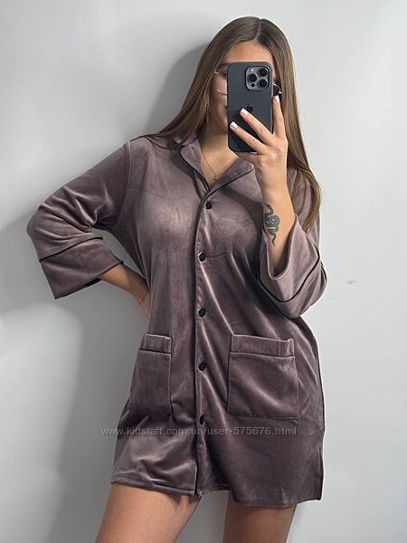 xs/s, m/l, xl/xxl Плюшева сорочка на ґудзиках