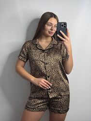 S, M, L, XL Трендова піжама у принт леопард