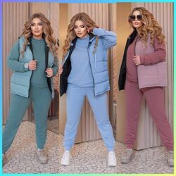 р.50 до 64р. Костюм трійка  Костюм двунитка, Жилетка плащівка Канада