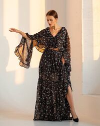 S-M, L-XL Костюм блуза та спідниця шифон
