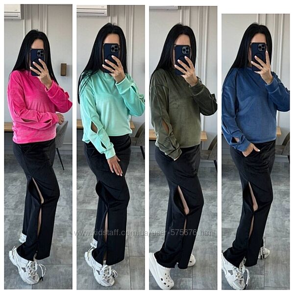 42-46, 48-52 Роскішний велюровий костюм з прорізами