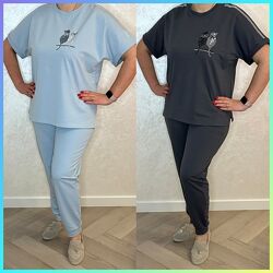 50-52, 54-56 костюм двійка котики футболка та брюки