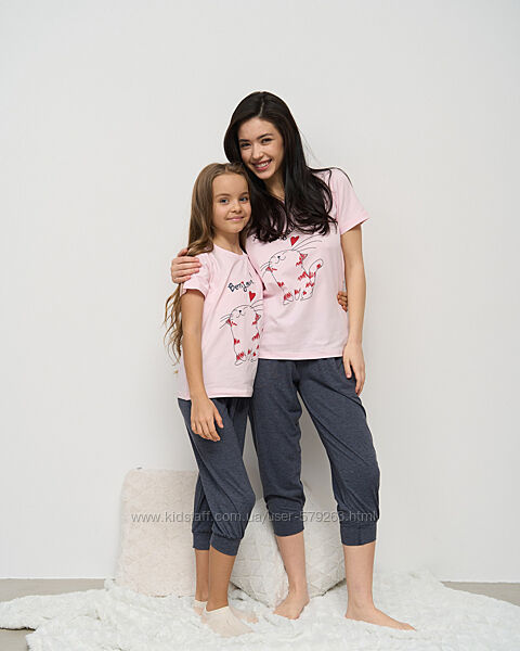 Жіноча піжама зі штанами - Family look мама/донька, сімейні
