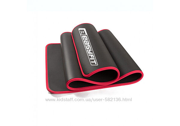 Коврик из каучука 10 мм с красным кантом для йоги и фитнеса