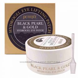 Лифтинг патчи  для кожи вокруг глаз с золотом и черным жемчугом Petitfee 