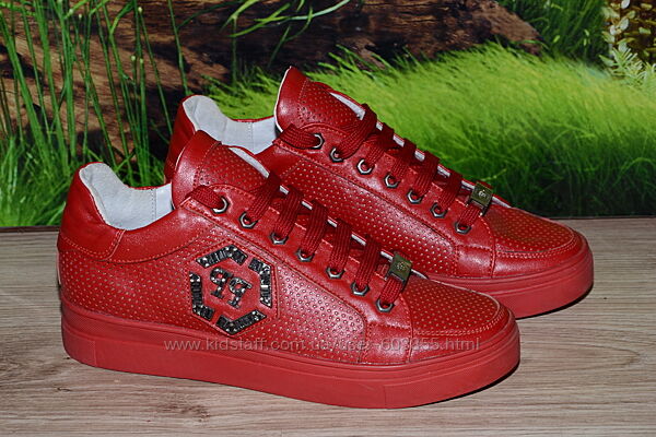 Кеды красные натуральная кожа и подкладка С46 размер 37