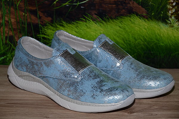 Слипоны кроссовки Ecco на резинке кожа и подкладка натуральная С14 размер 3