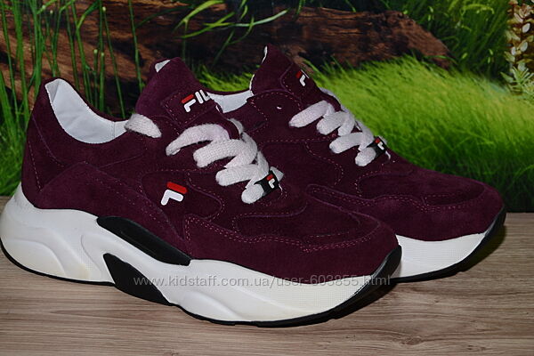 Кроссовки фиолетовые натуральная замша С43 качество FILA размер 37
