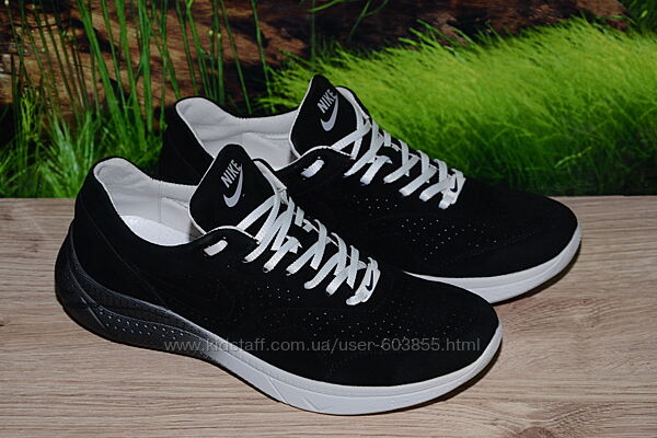 Кроссовки черные замша и подкладка натуральная С79 качество NIKE размер 37