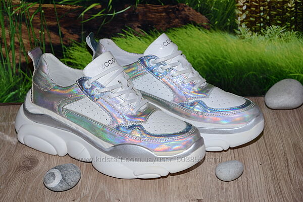 Кроссовки белые подкладка и кожа натуральная С92 танкетка ecco размер 37